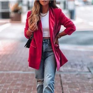 Vici x Gina pink velvet blazer